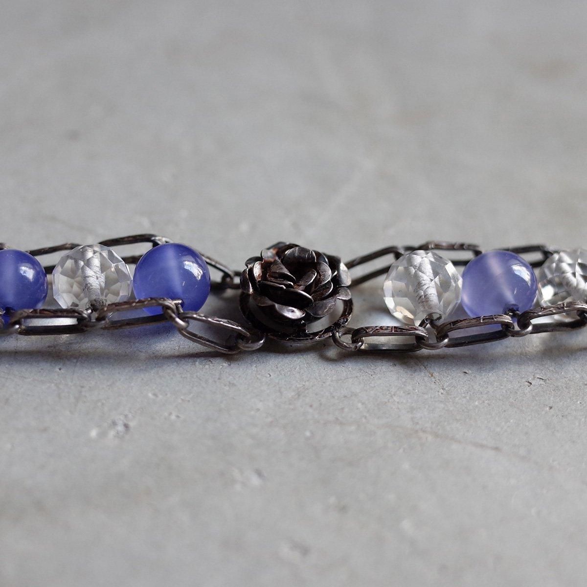 ֥롼륻ɥˡ С  ֥쥹åȡ1940-60's Blue Chalcedony Silver Rose Bracelet