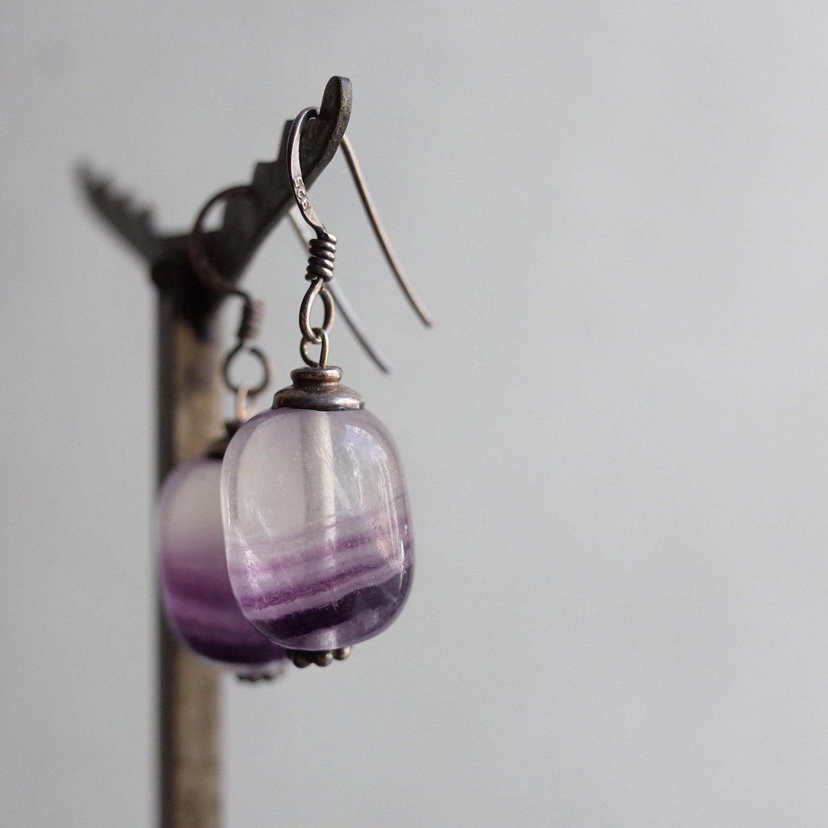 希少 ティモールアゲート ピアス パープルアゲート シルバー ピアス（1960-70's Purple Agate