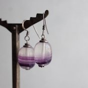 ѡץ륢 С ԥ1960-70's Purple Agate Silver Earrings