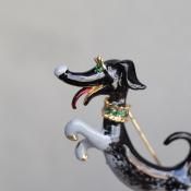 ɥå ꡼󥬥饹 ᥿ ֥1950-60's Dog Green Glass Metal Brooch 