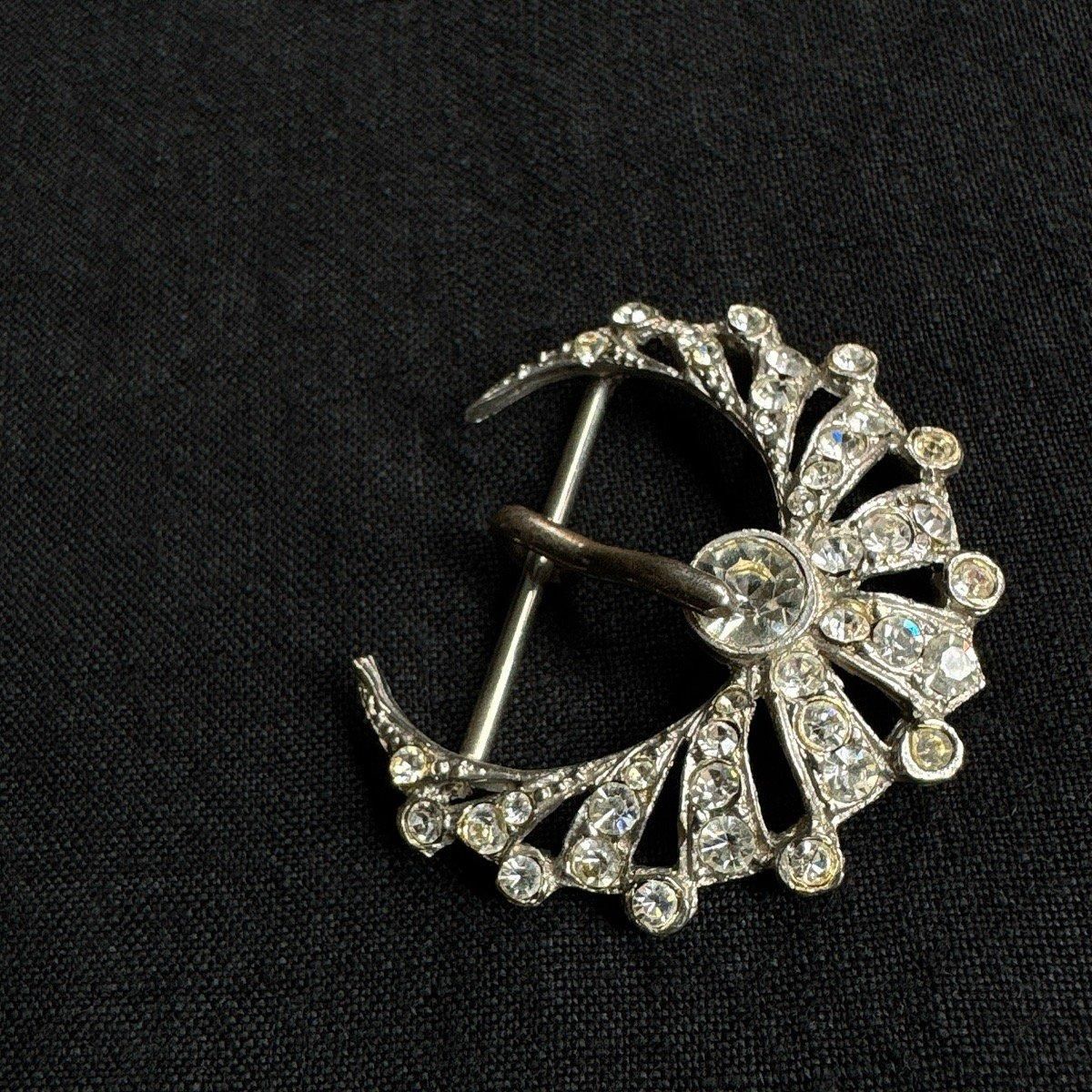 ꥸʥ٥ ߥ / 1950ǯ ե 饹  Хå French Glass Crescent Moon Buckle