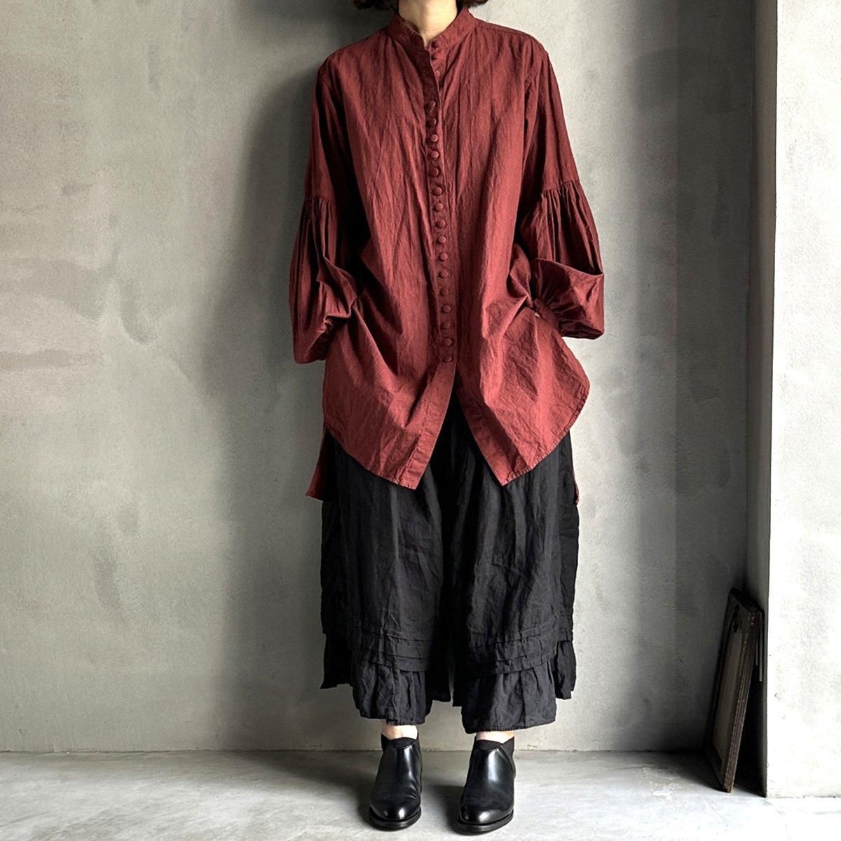 Joilette 【パール】【ジルコニア】【ラメ】【M】赤　長袖ボタンシャツ HALLELUJAH 4, Chemise Religieuse（ハレルヤ 修道女 シャツ