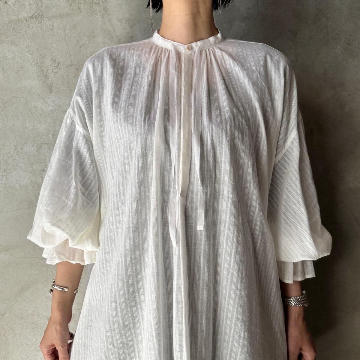 suzuki takayuki stripe smock blouseʥ業 ȥ饤ץå֥饦White