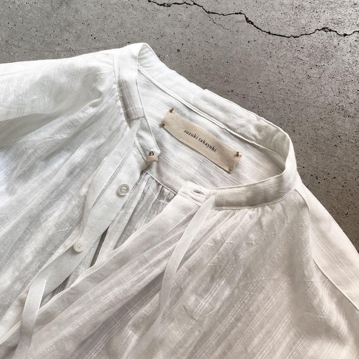 suzuki takayuki stripe smock blouseʥ業 ȥ饤ץå֥饦White