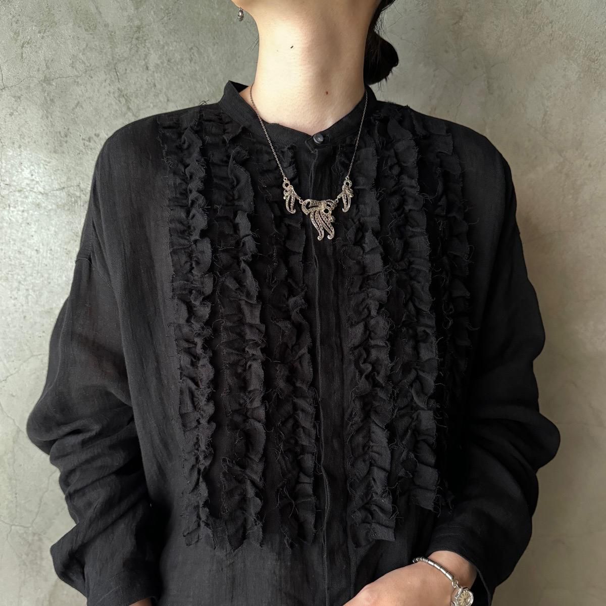 suzuki takayuki frilled blouseʥ業 եɥ֥饦Black