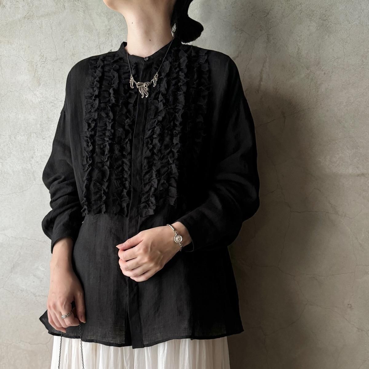 suzuki takayuki frilled blouseʥ業 եɥ֥饦Black