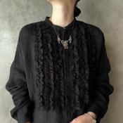 suzuki takayuki frilled blouseʥ業 եɥ֥饦Black