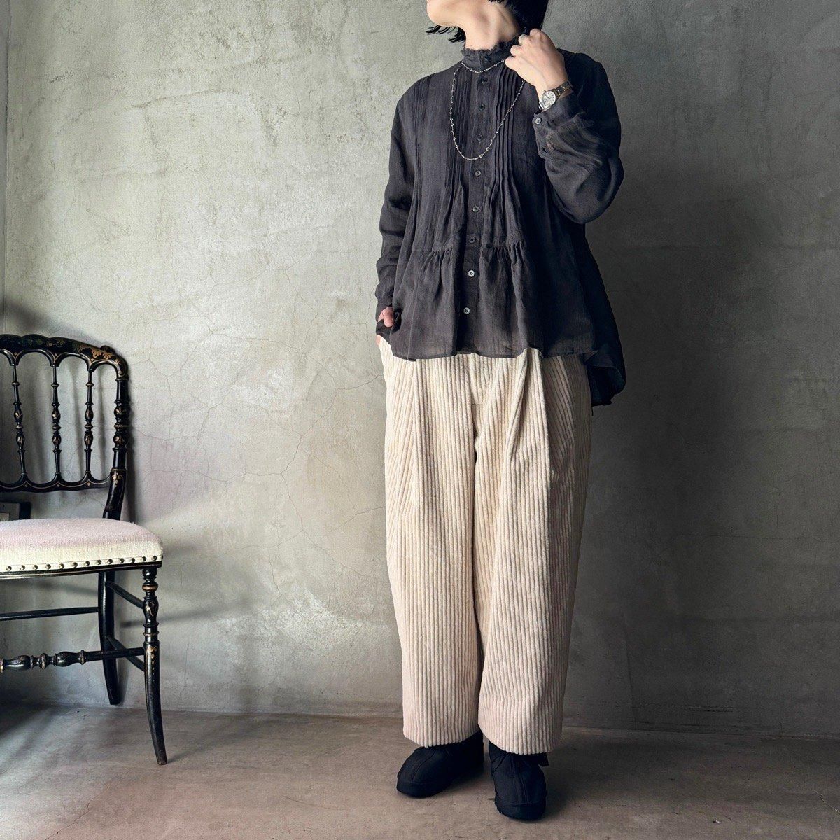suzuki takayuki pin-tuck blouseʥ業 ԥ󥿥å֥饦Dark bronze
