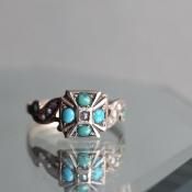 9  ѡ ⡼˥ 󥰡Victorian 9KYG Turquoise Pearl Mourning Ring