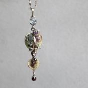 С ŷ ꡼ ڥȡVintage Silvergilt Natural Stones Leaf Pendant