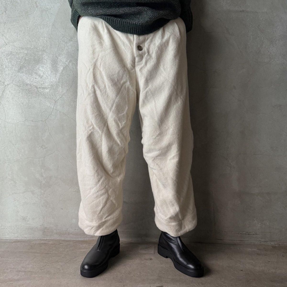 yuta matsuoka 23ssバギーパンツ YUTA MATSUOKA baggy pants / high density canvas linen (black)の