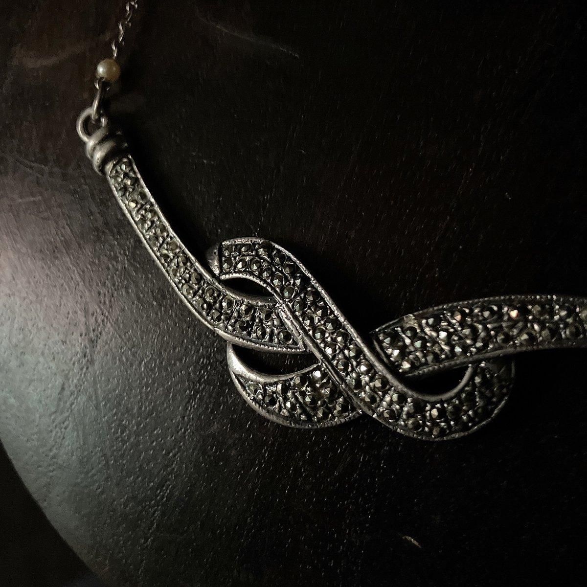 1940-50ǯ С ޡ ܥͥå쥹Silver Marcasite Necklace