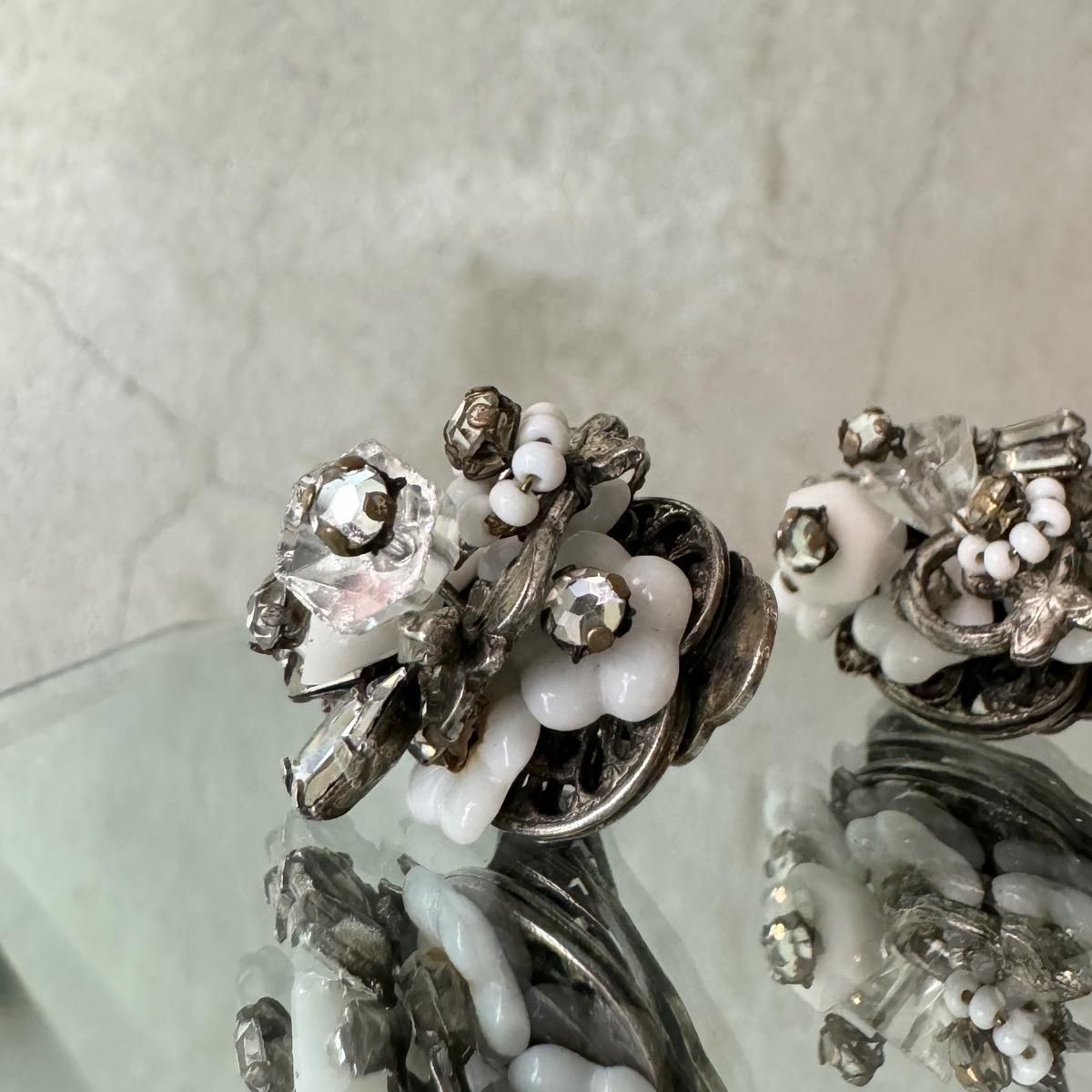 1950-60ǯ ۥ磻ȥե 饹󥰡Metal Glass Earrings
