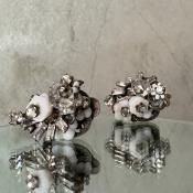 1950-60ǯ ۥ磻ȥե 饹󥰡Metal Glass Earrings