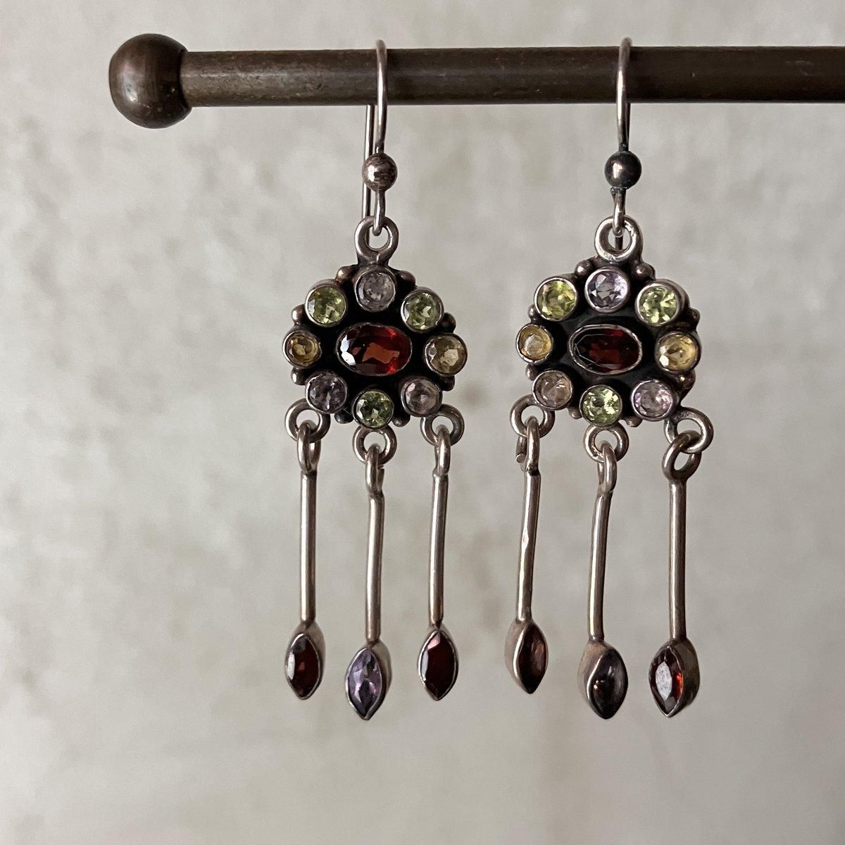 ơ С ͥå ȥ ڥɥå ᥷ եԥSilver Garnet Citrine Peridot Amethyst Earrings
