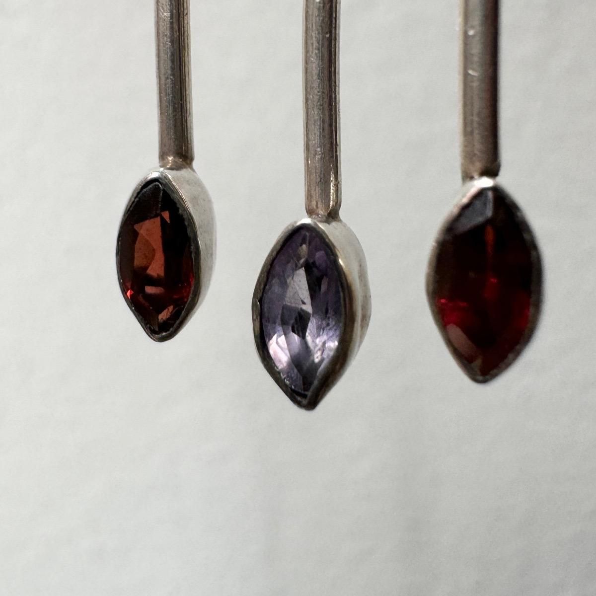 ơ С ͥå ȥ ڥɥå ᥷ եԥSilver Garnet Citrine Peridot Amethyst Earrings