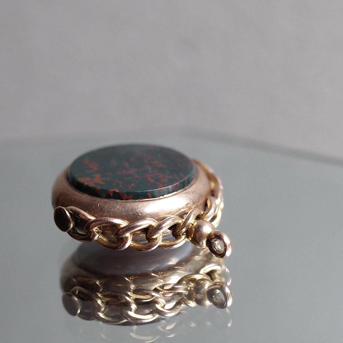 9 ֥åɥȡ 륻ɥˡ ڥȥȥåסc.1910 9K Bloodstone Chalcedony Pendant Top