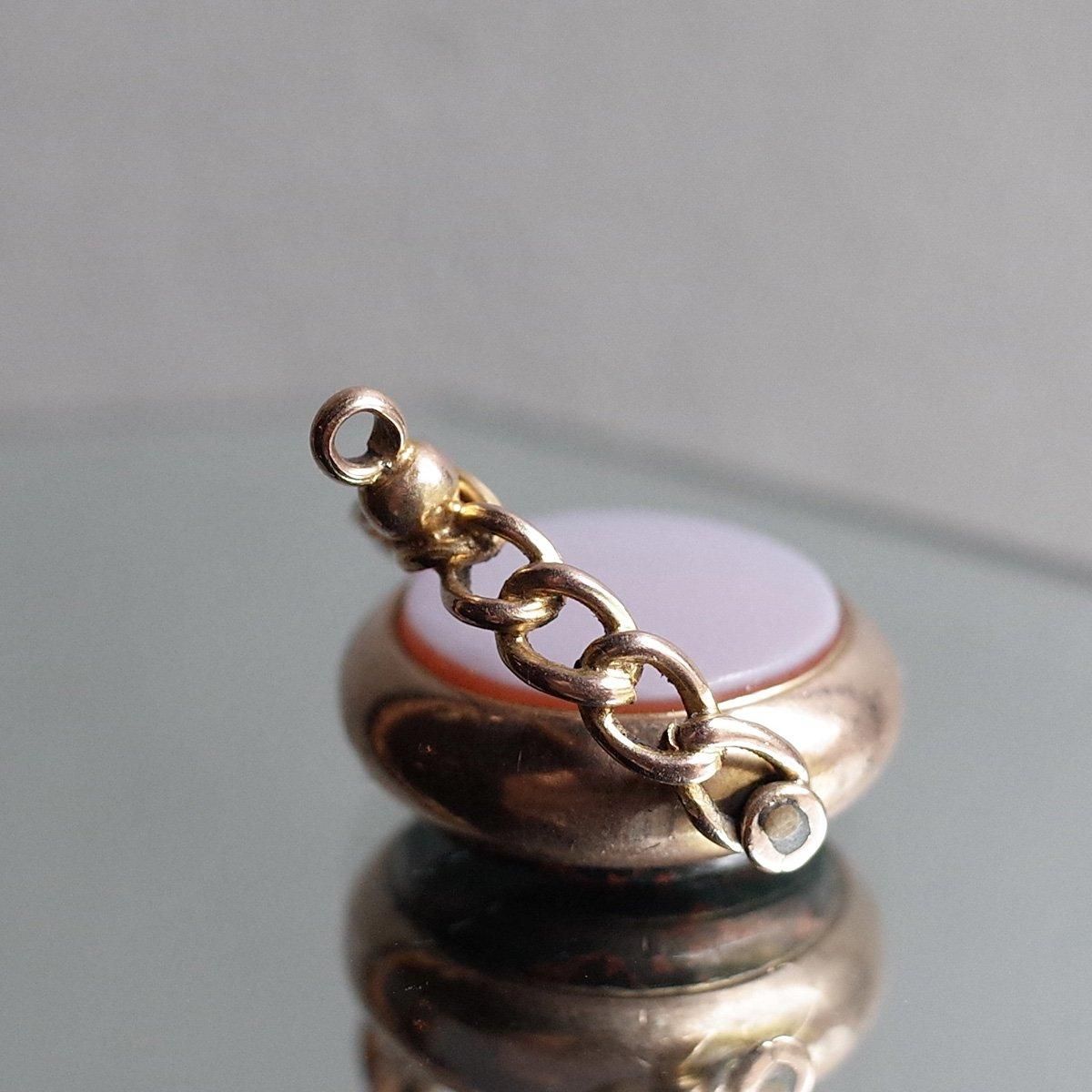 9 ֥åɥȡ 륻ɥˡ ڥȥȥåסc.1910 9K Bloodstone Chalcedony Pendant Top