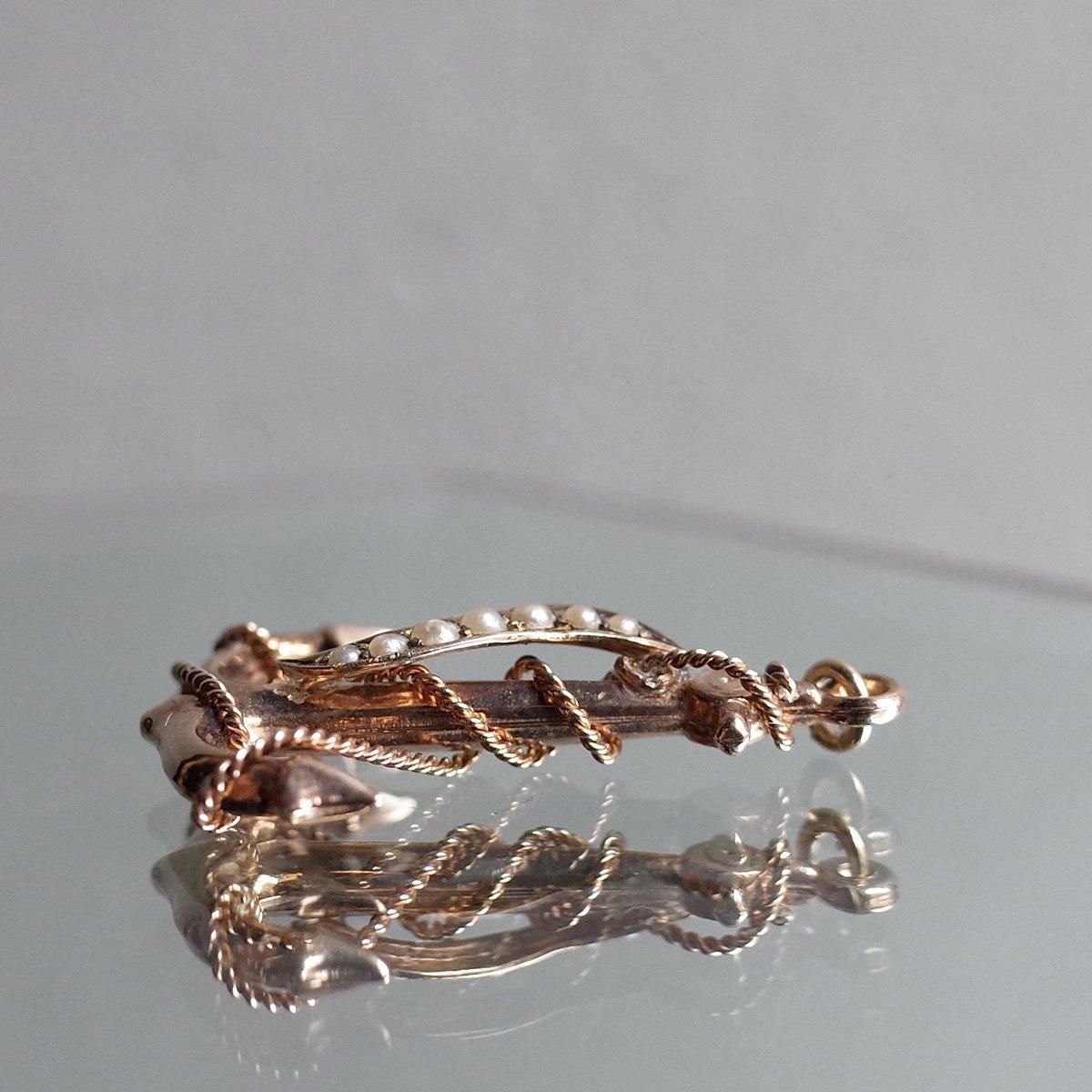ȥꥢ 9 ѡ  ڥȥȥåסVictorian 9K Pearl Anchor Pendant Top