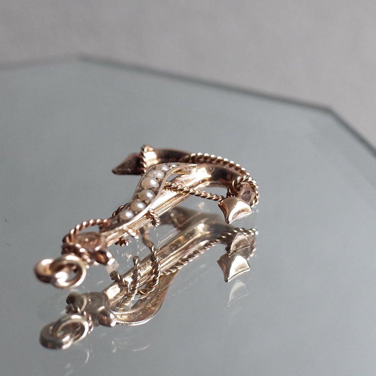 ȥꥢ 9 ѡ  ڥȥȥåסVictorian 9K Pearl Anchor Pendant Top
