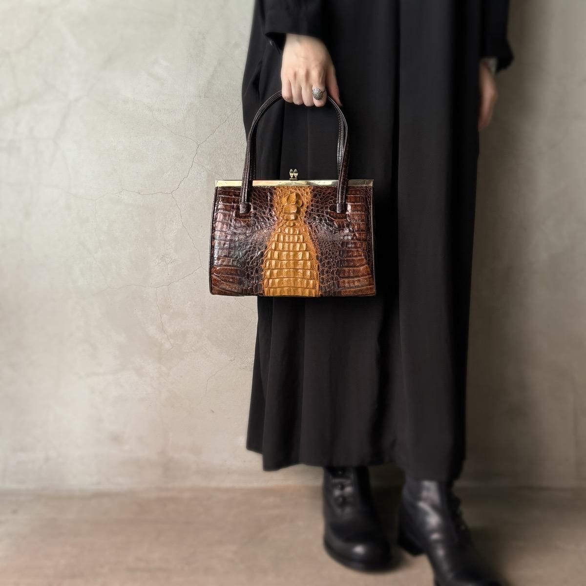 ヴィンテージ カイマン ハンドバッグ(Vintage Caiman Leather ヴィンテージ カイマン ハンドバッグ(Vintage Caiman Leather