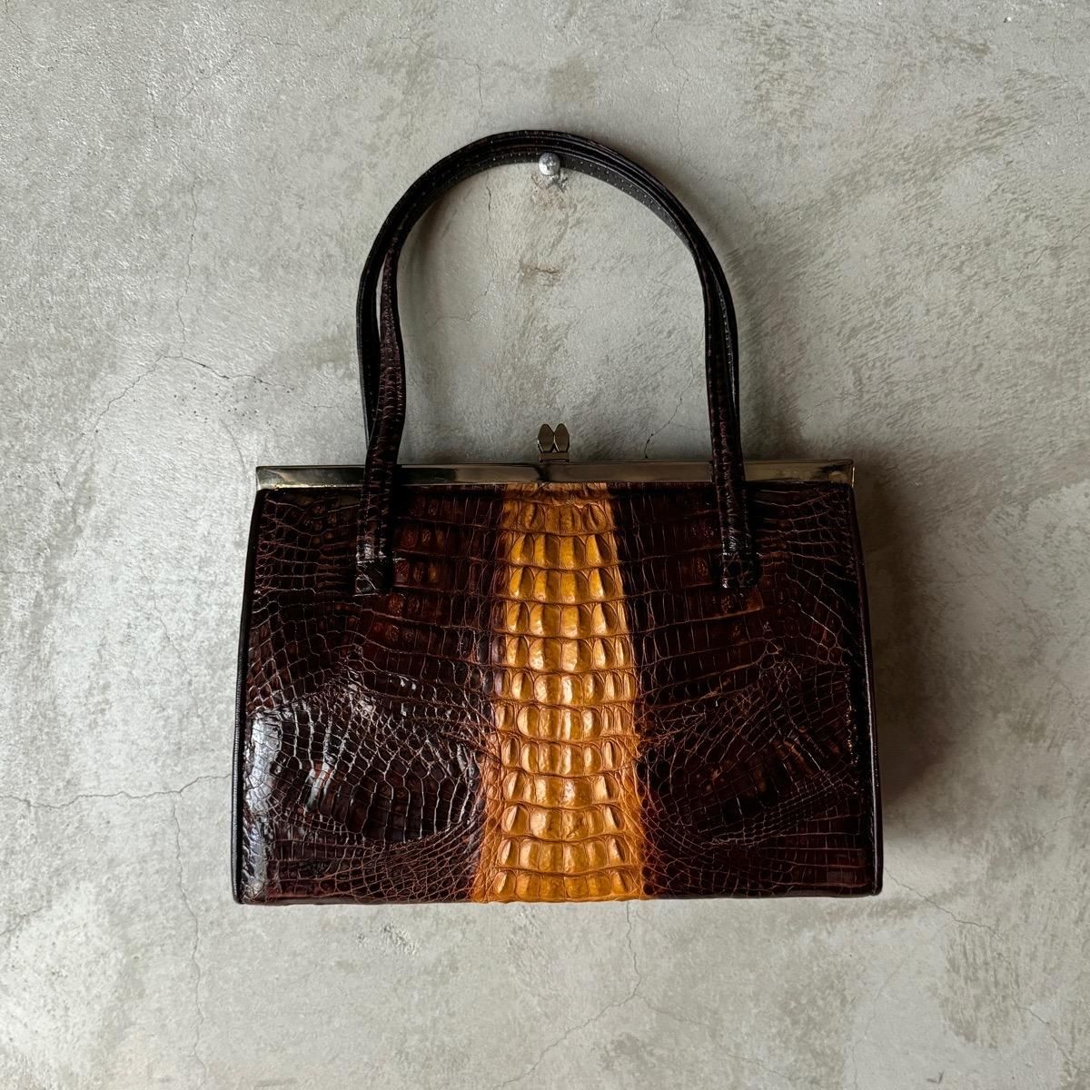 ヴィンテージ カイマン ハンドバッグ(Vintage Caiman Leather ヴィンテージ カイマン ハンドバッグ(Vintage Caiman Leather