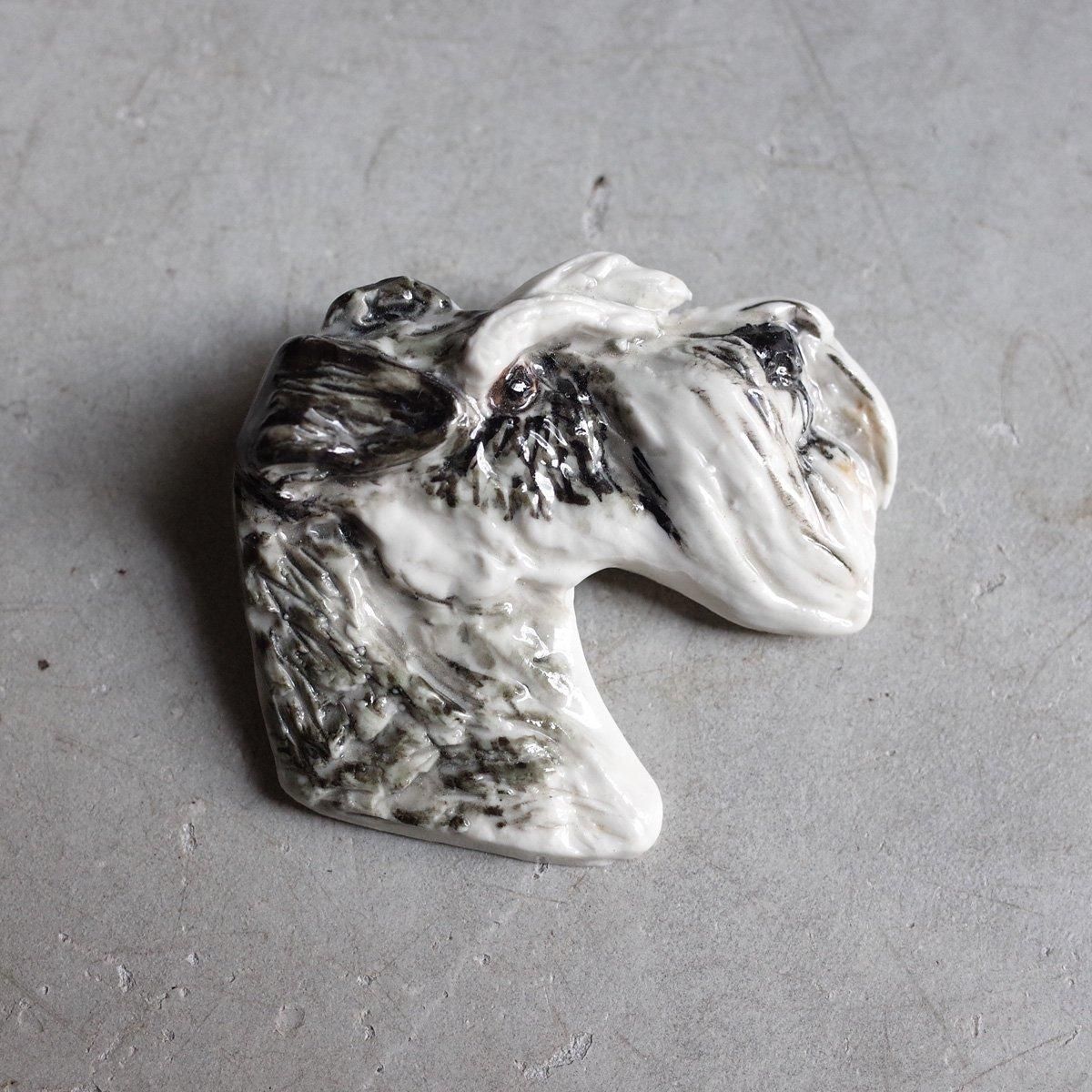  ˥ ɥå ݡ ֥1940-60's STUDIO DANIELLE Dog Porcelain Brooch 