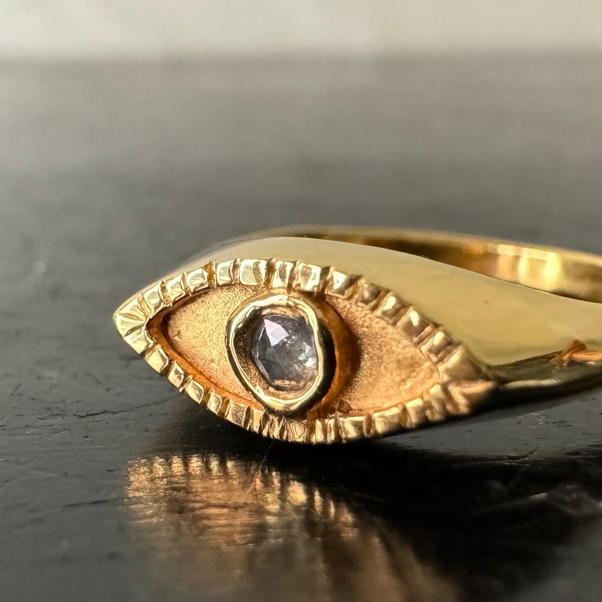momocreatura Eye Signet Ring Gold  Solt & Pepper Diamond ʥ⥯ꥢ  ͥåȥ ɡߥ&ڥåѡɡ