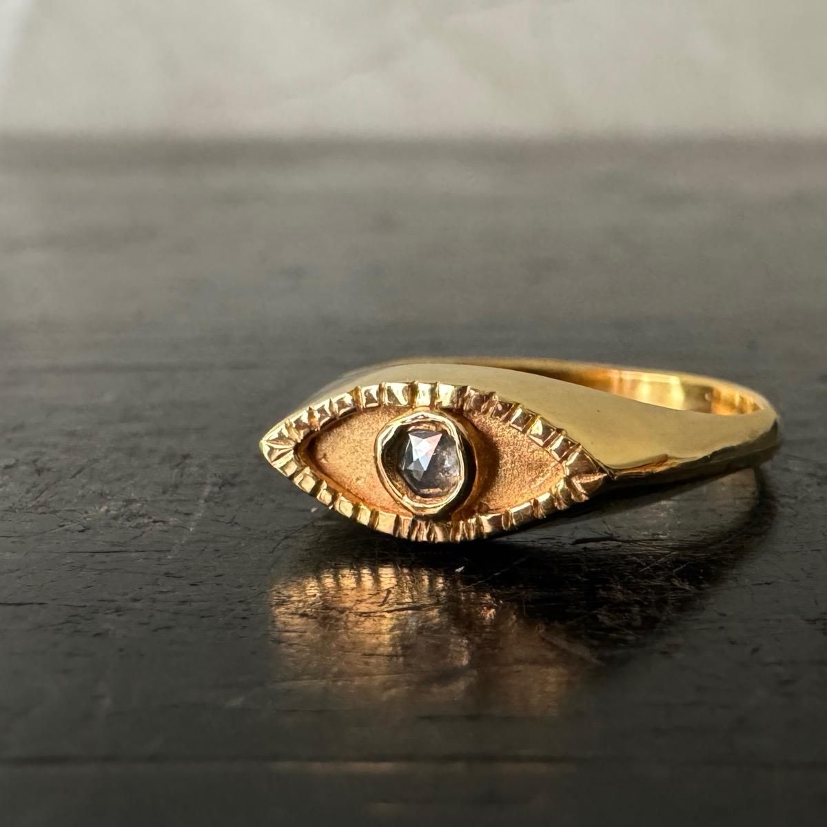 momocreatura Eye Signet Ring Gold  Solt & Pepper Diamond ʥ⥯ꥢ  ͥåȥ ɡߥ&ڥåѡɡ