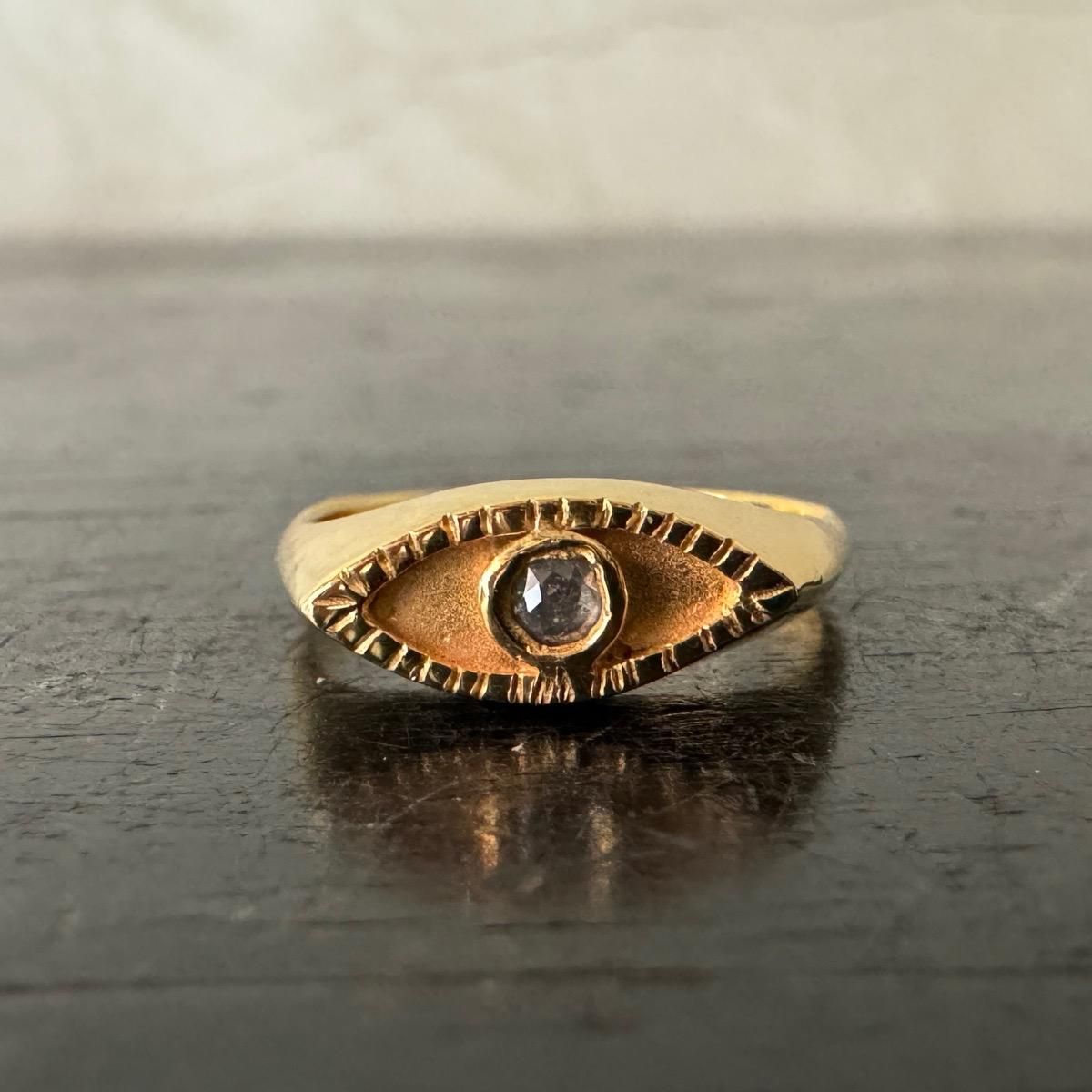 momocreatura Eye Signet Ring Gold  Solt & Pepper Diamond ʥ⥯ꥢ  ͥåȥ ɡߥ&ڥåѡɡ