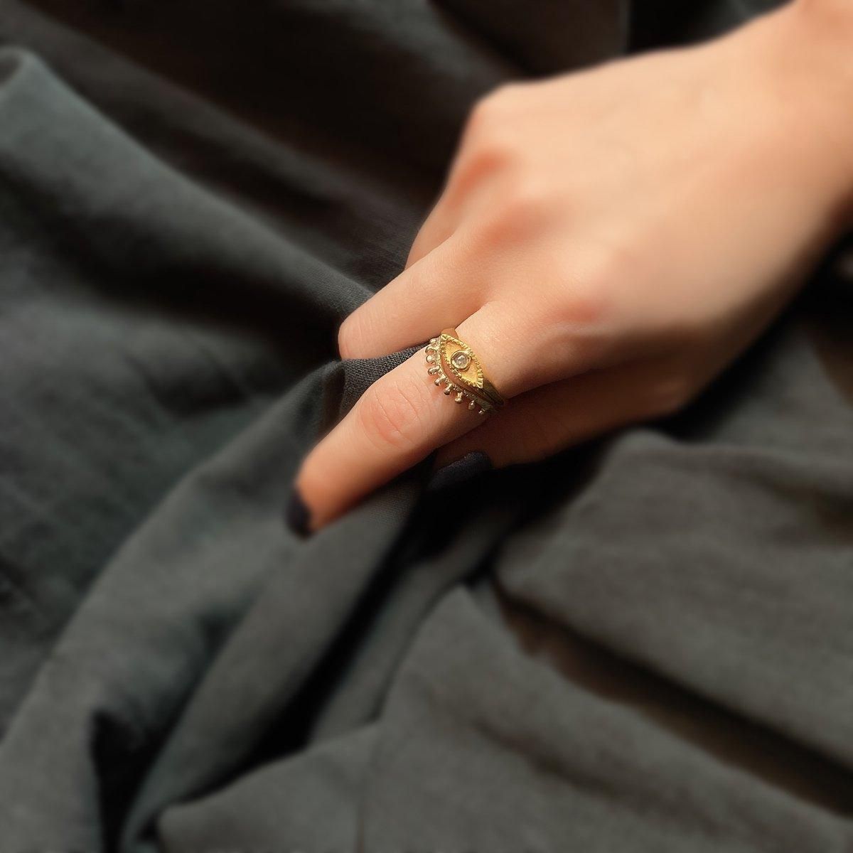 momocreatura Eye Signet Ring Gold  Solt & Pepper Diamond ʥ⥯ꥢ  ͥåȥ ɡߥ&ڥåѡɡ