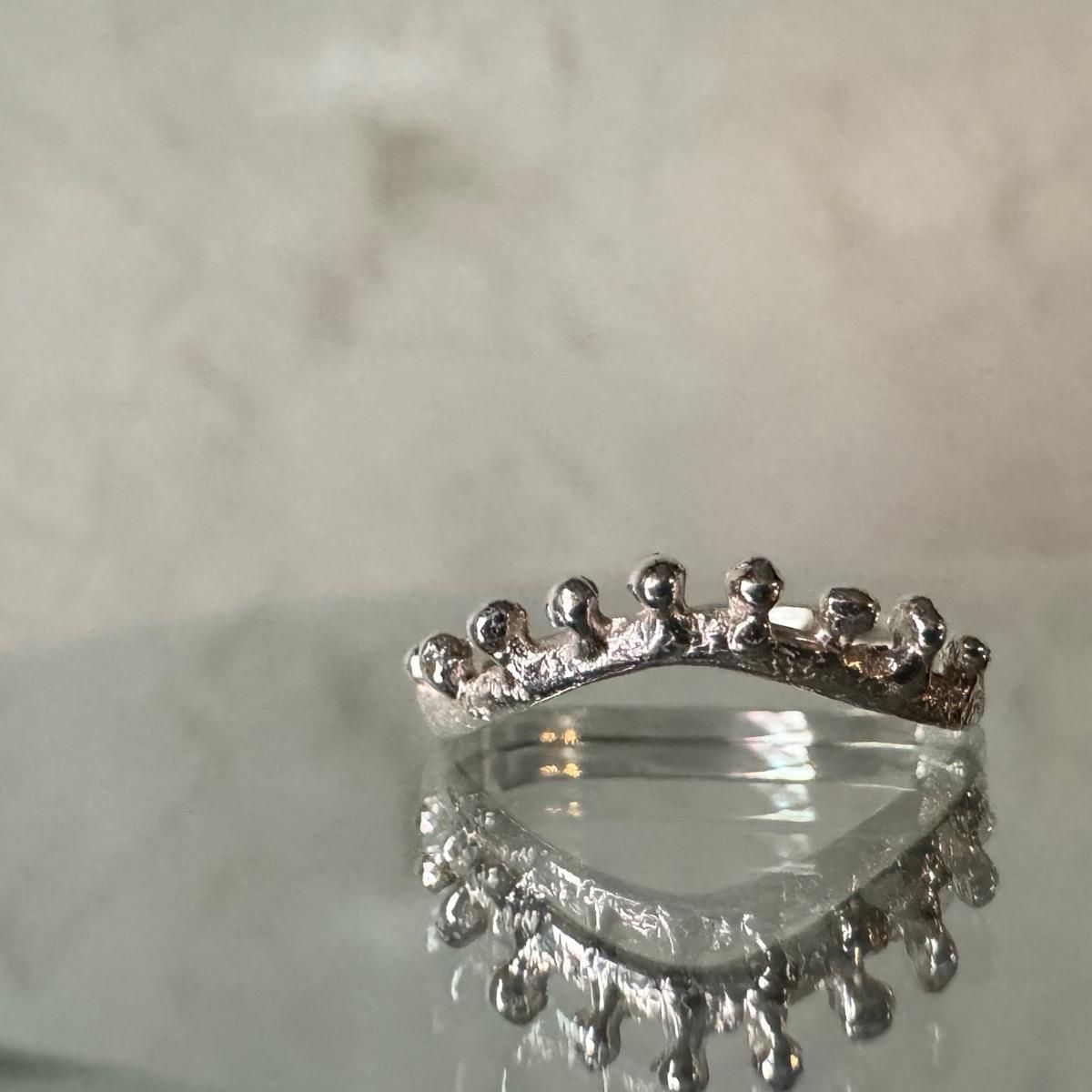 momocreatura  Dotted Crown Ring Silverʥ⥯ꥢ ɥåȥ饦 С