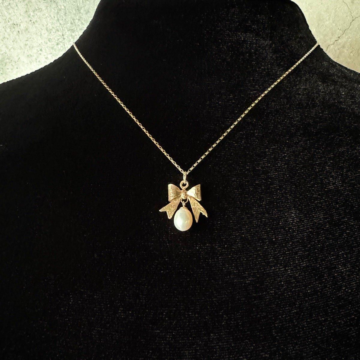 momocreatura Bow & Drop Pearl Necklace 9KYGʥ⥯ꥢ ܥ & ѡͥå쥹 9KYG