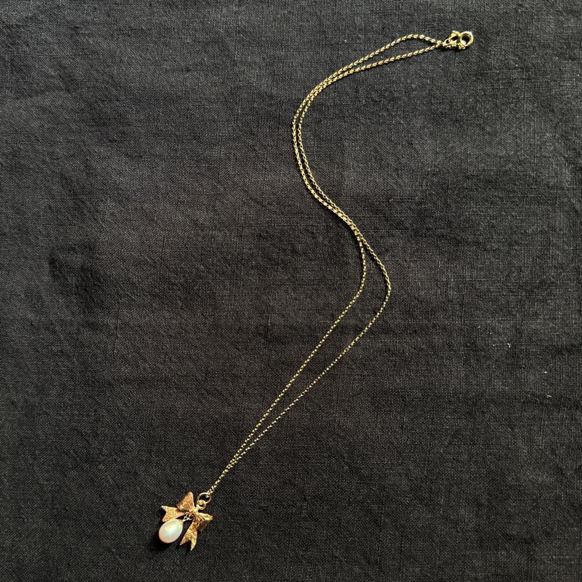 momocreatura Bow & Drop Pearl Necklace 9KYGʥ⥯ꥢ ܥ & ѡͥå쥹 9KYG