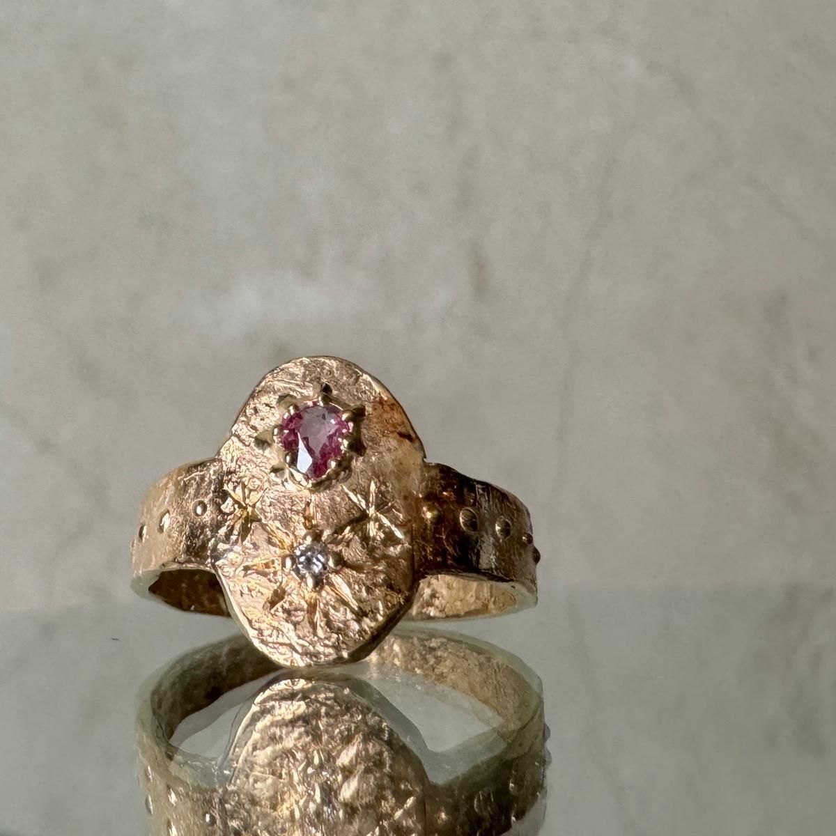 momocreatura Ring 9KYG Diamond Pink Sapphireʥ⥯ꥢ Хȥåץ 9KYG ԥ󥯥ե