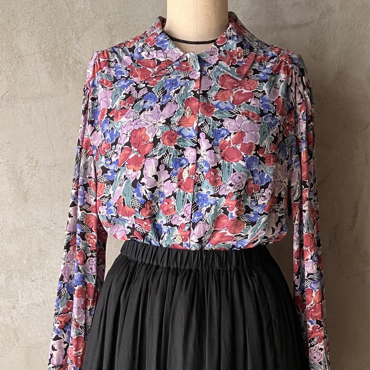 ơ ꥢ ץ ֥饦Vintage Italy Print Blouse