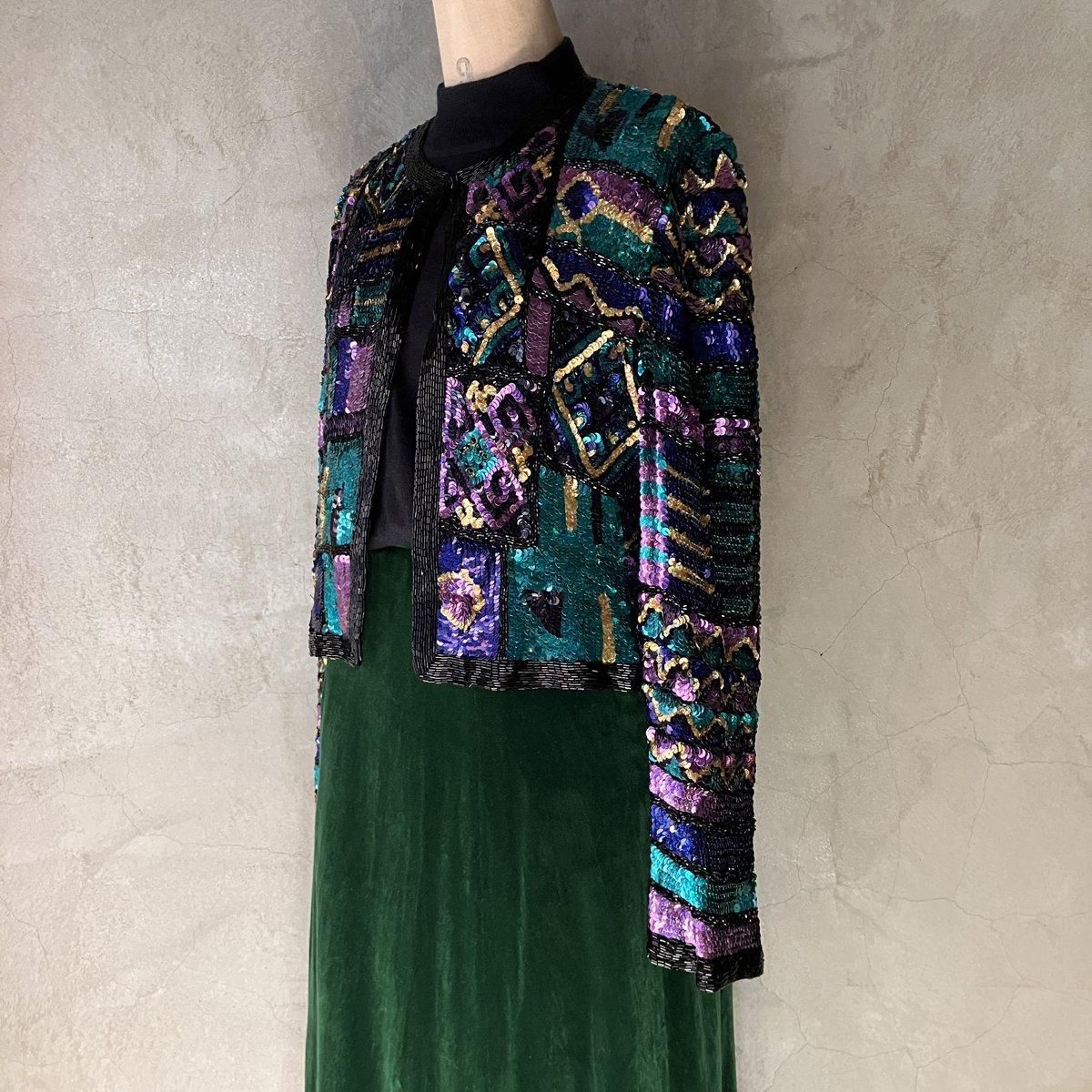 ơ 륯 ѥ󥳡 㥱åȡVintage Silk Sequin Jacket