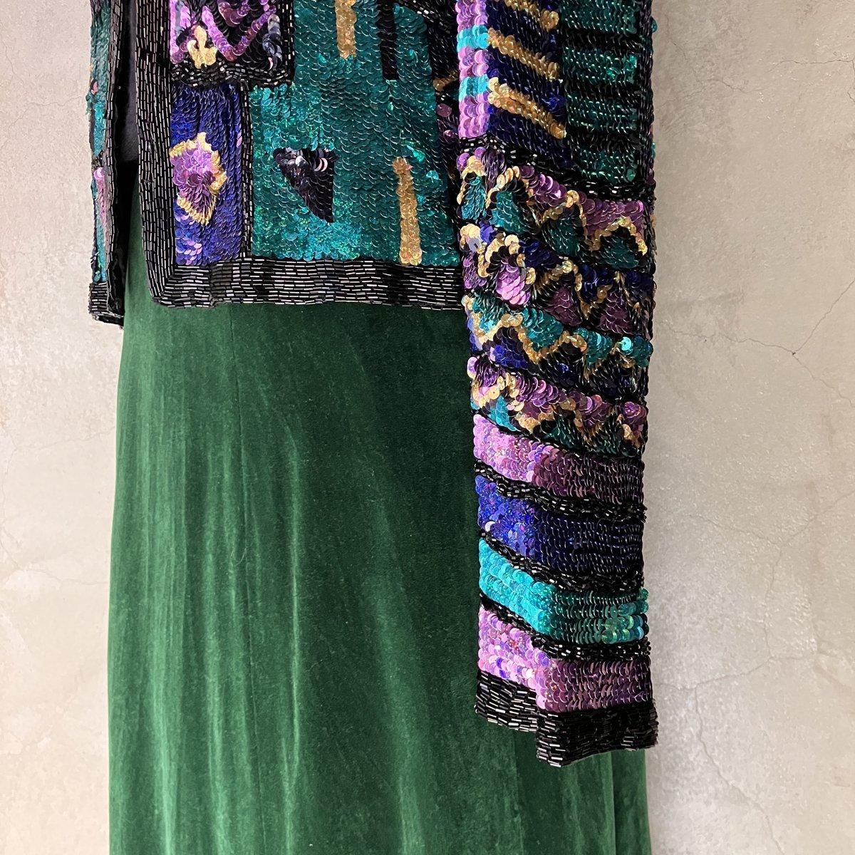 ơ 륯 ѥ󥳡 㥱åȡVintage Silk Sequin Jacket