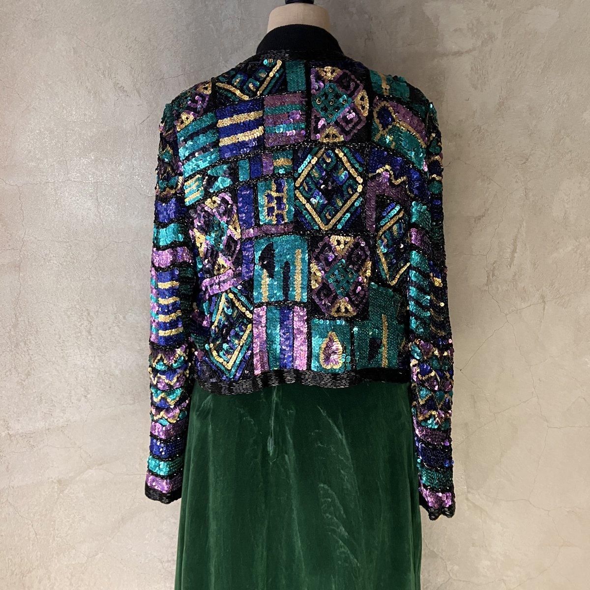 ơ 륯 ѥ󥳡 㥱åȡVintage Silk Sequin Jacket