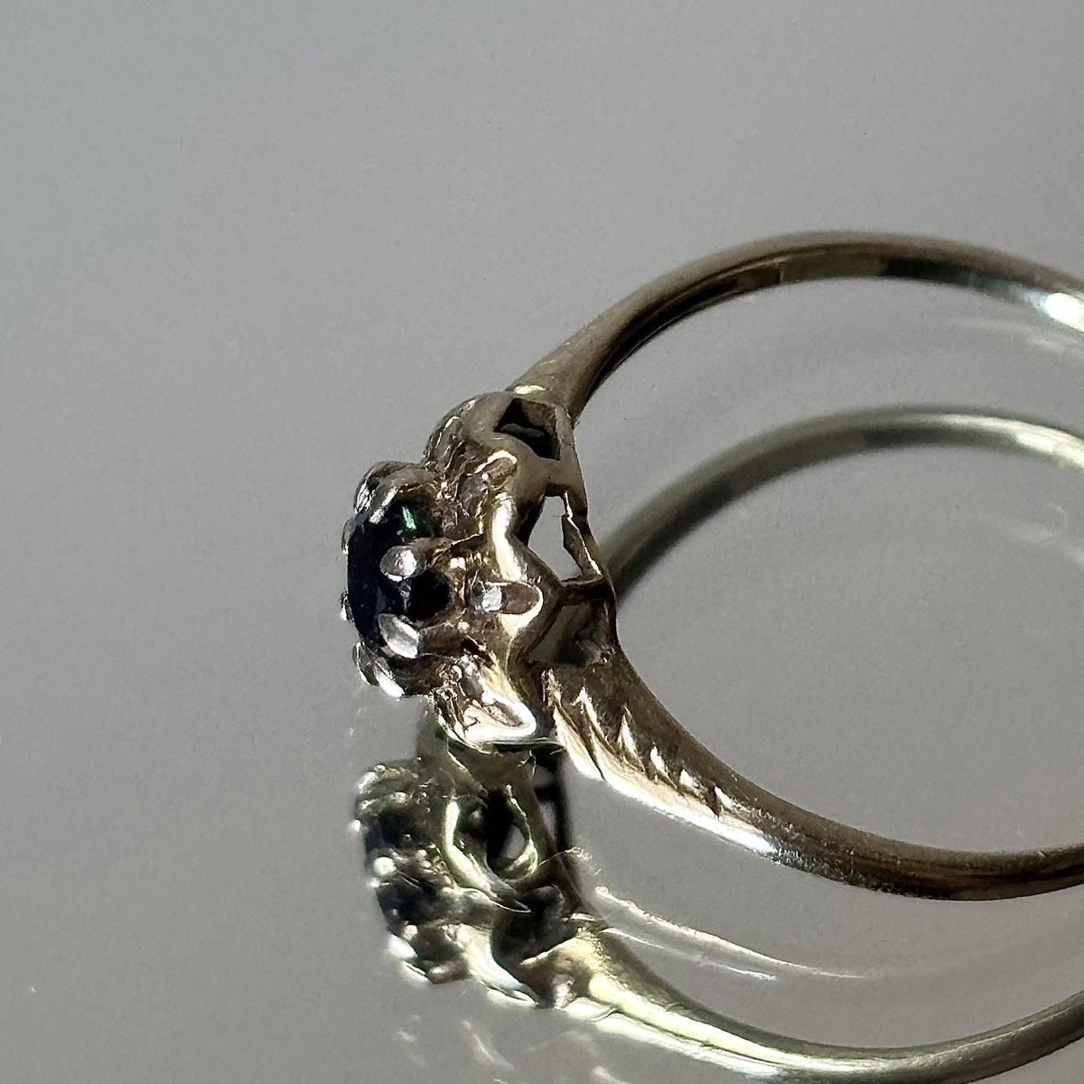 ヴィンテージ 9金 サファイア メレダイヤモンド ヘキサゴン ヴィンテージ 9金 サファイア メレダイヤモンド ヘキサゴン