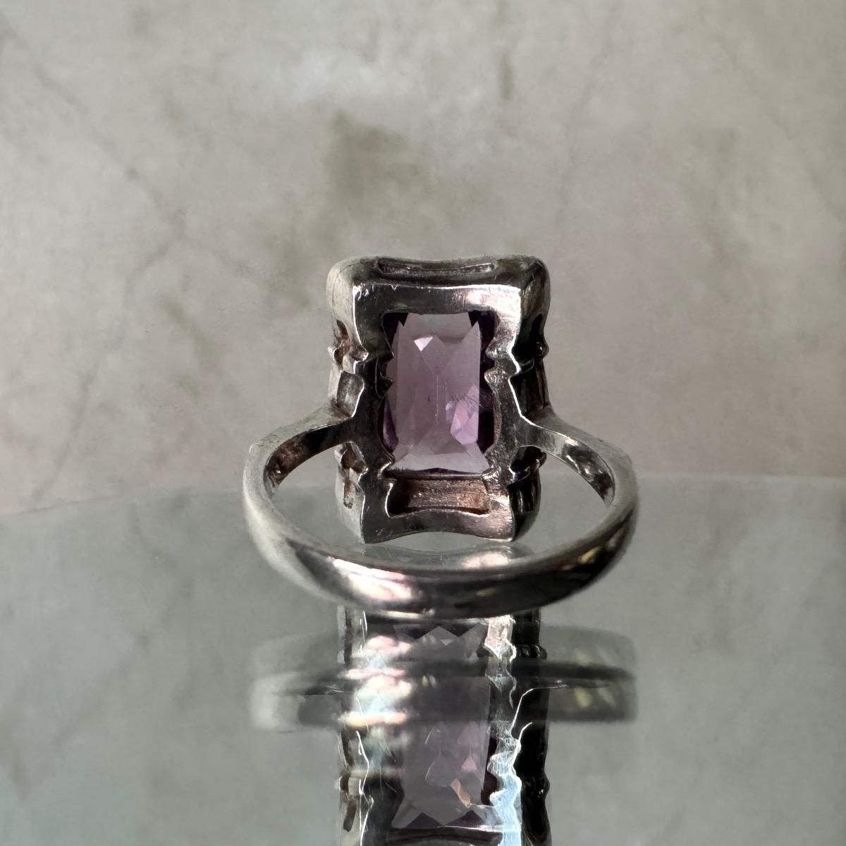 1950-60ǯ С ᥷ ޡ 󥰡Silver Amethyst Marcasite Ring