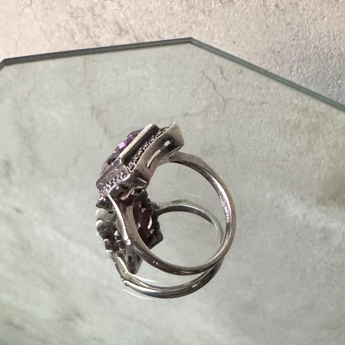 1950-60ǯ С ᥷ ޡ 󥰡Silver Amethyst Marcasite Ring