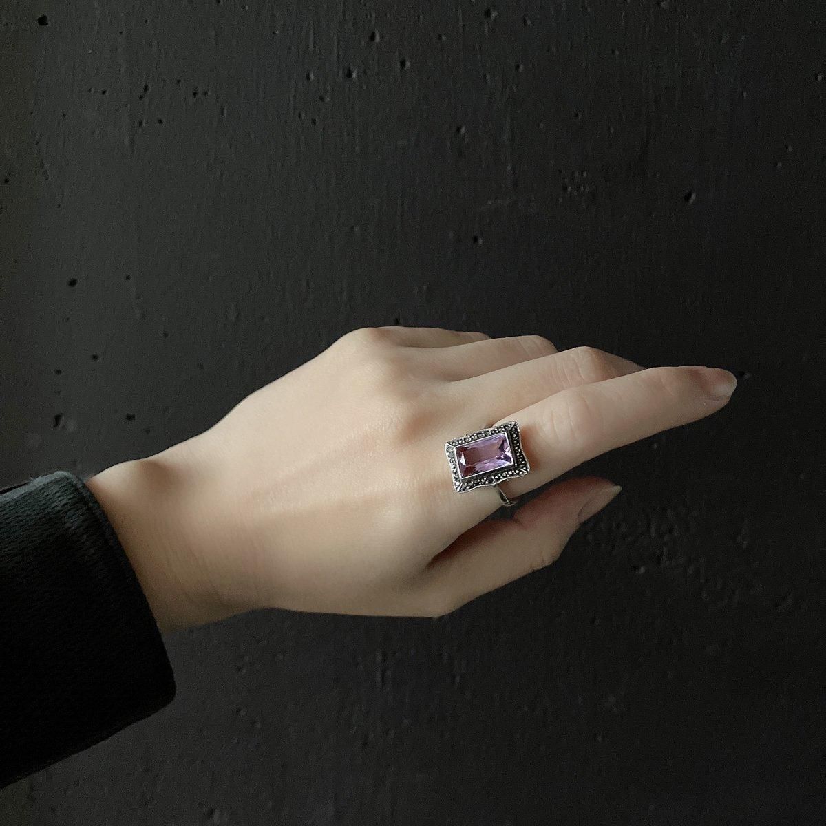 1950-60ǯ С ᥷ ޡ 󥰡Silver Amethyst Marcasite Ring