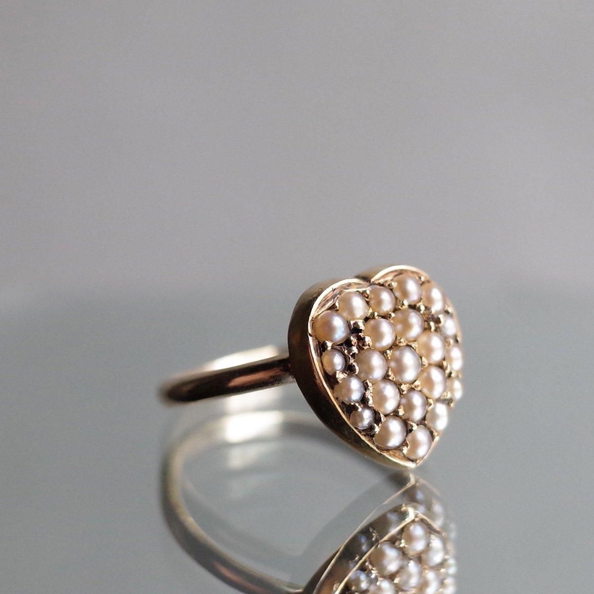 ȥꥢ-1920ǯ 12 ŷѡ ϡ 󥰡Vic to Art Deco 12K Natural Pearl Heart Ring