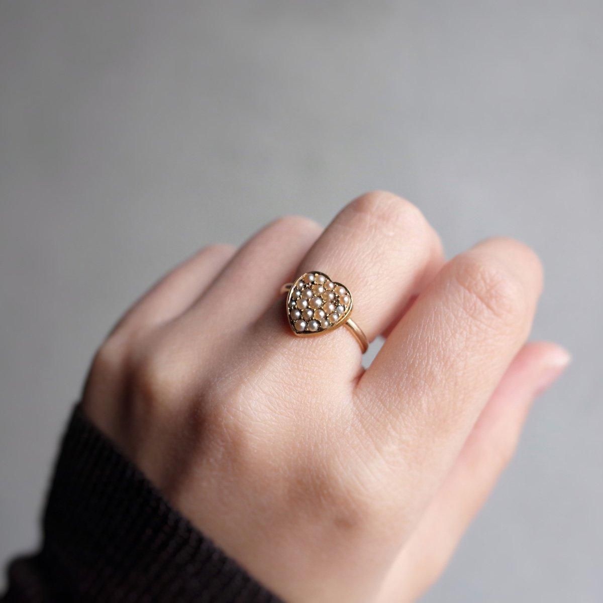 ȥꥢ-1920ǯ 12 ŷѡ ϡ 󥰡Vic to Art Deco 12K Natural Pearl Heart Ring