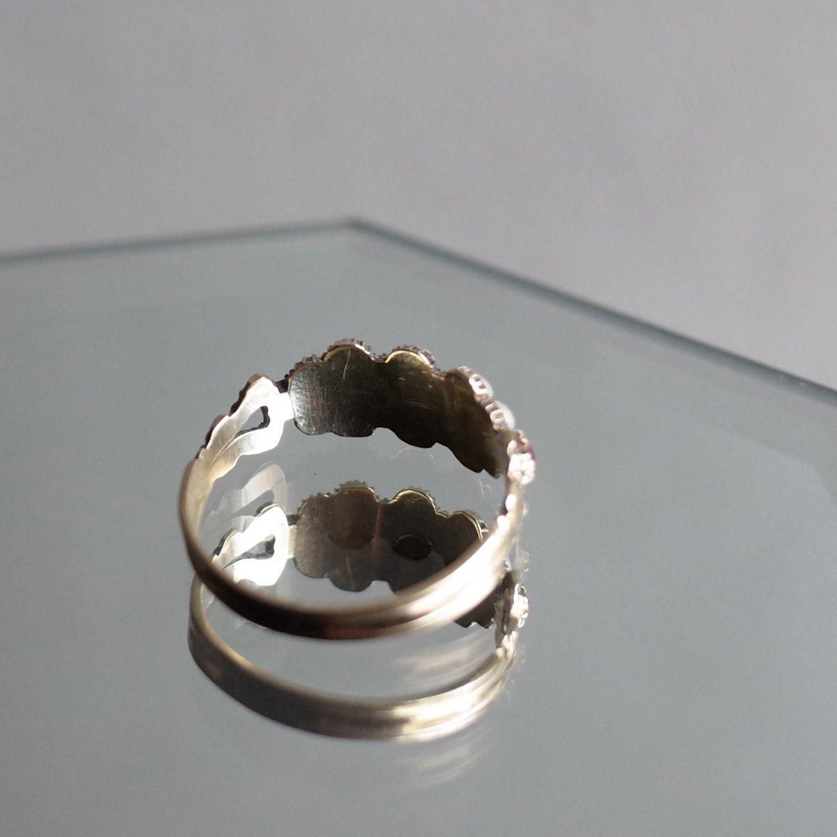 硼 14 ѡ ӡ ȥץ륯饹 󥰡Late Georgian 14K Pearl Ruby Triple Cluster Ring