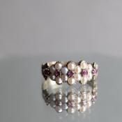 硼 14 ѡ ӡ ȥץ륯饹 󥰡Late Georgian 14K Pearl Ruby Triple Cluster Ring