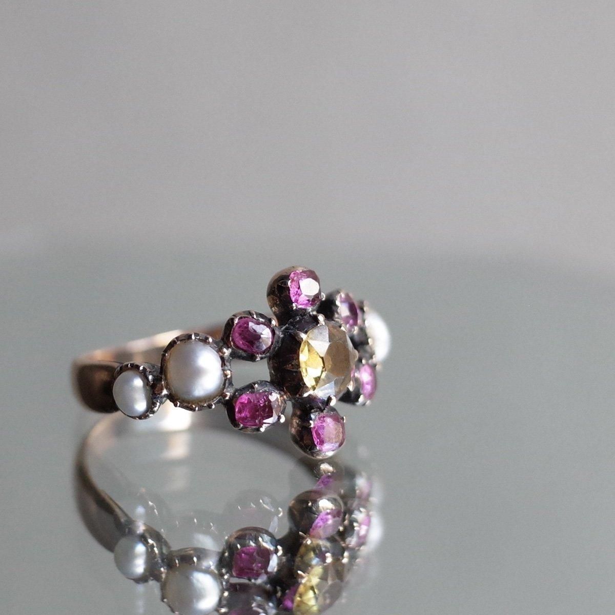 硼 ѡ ꥽٥ ӡ 󥰡Late Georgian 9K Pearl Chrysoberyl Ruby Ring
