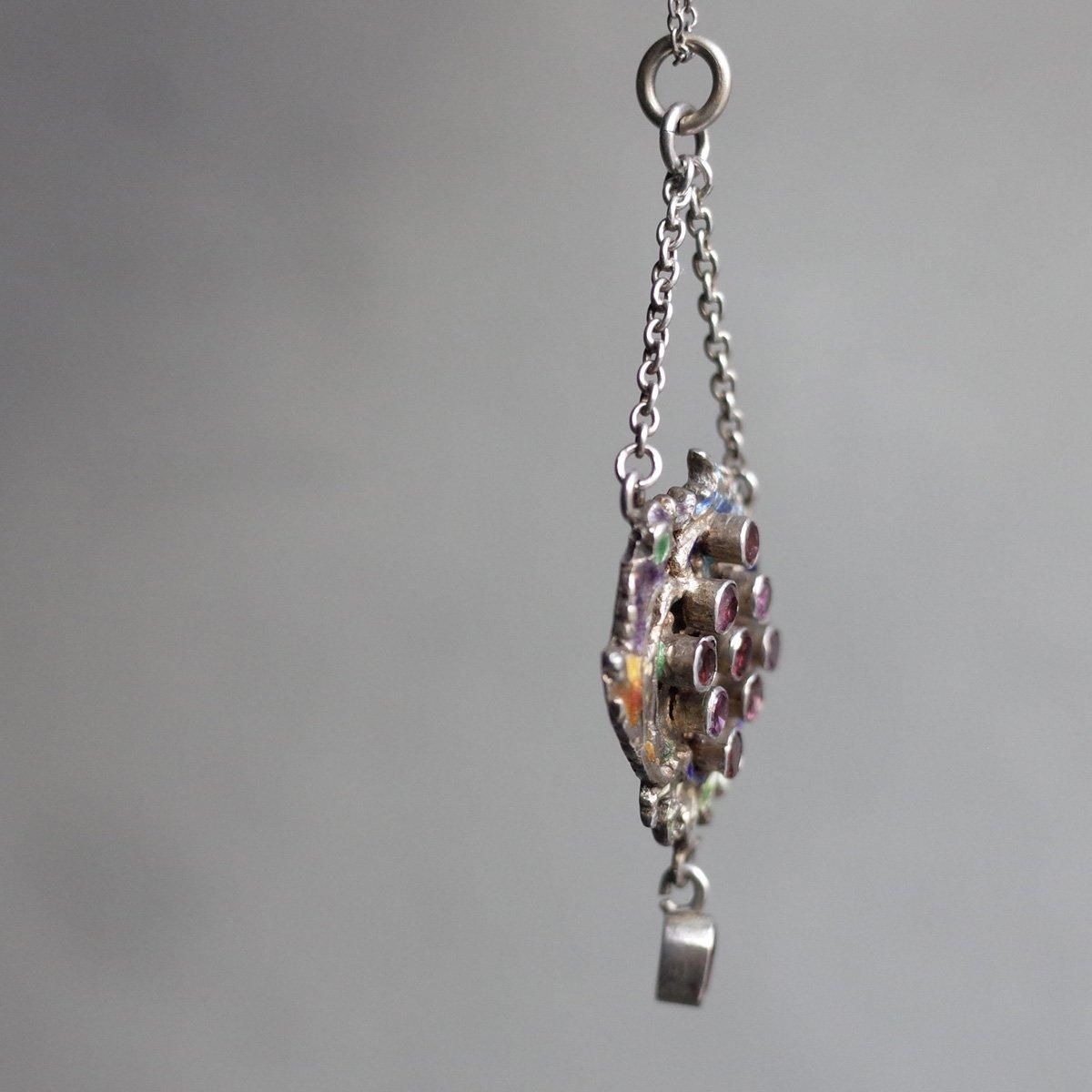 19 ȥꥢ=ϥ󥬥꡼ ͥå ʥ С ͥå쥹19th Austro - hungarian Garnet Enamel Silver Necklace
