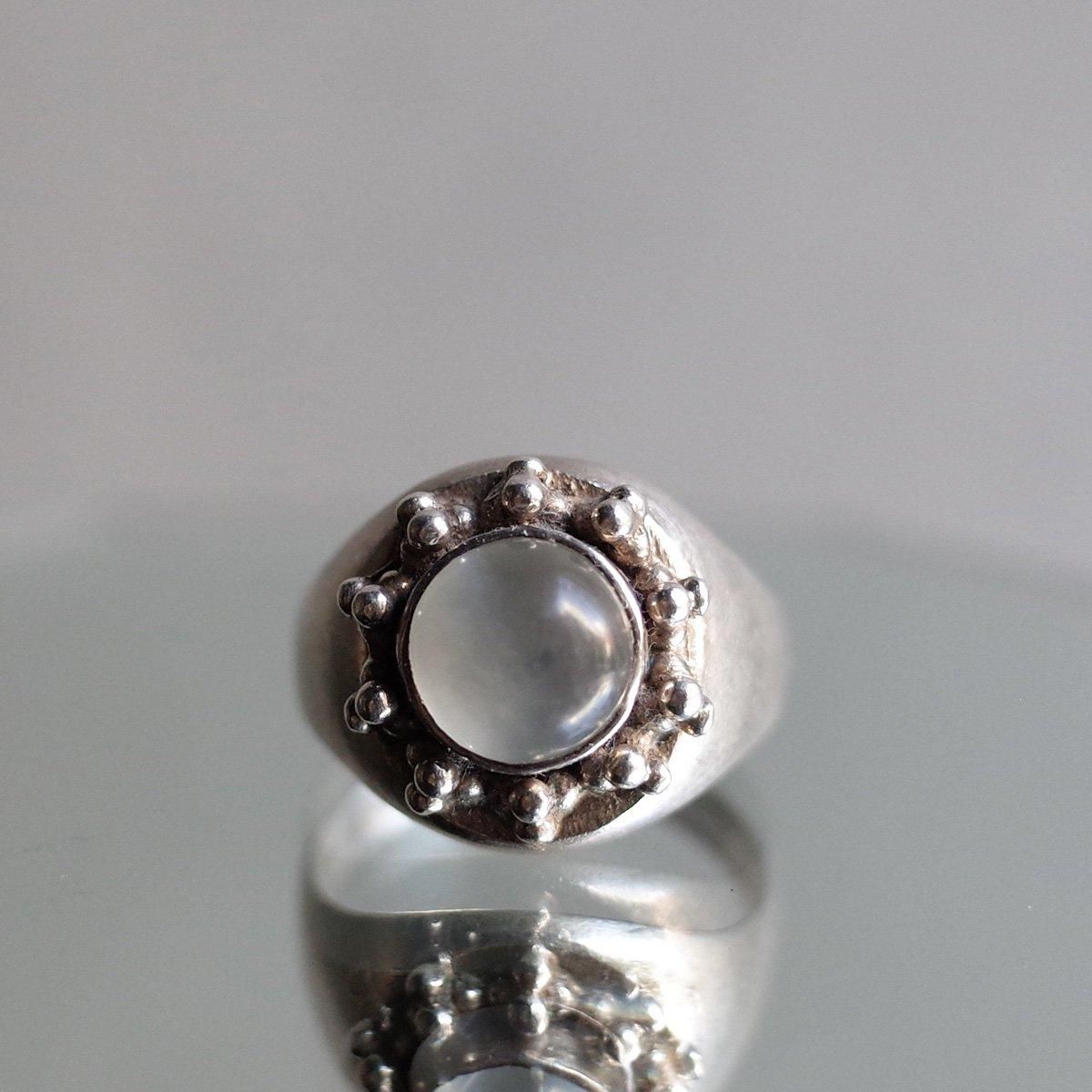 ġɡե ࡼ󥹥ȡ С ɡ󥰡Arts & Crafts Moon Stone Silver Dome Ring